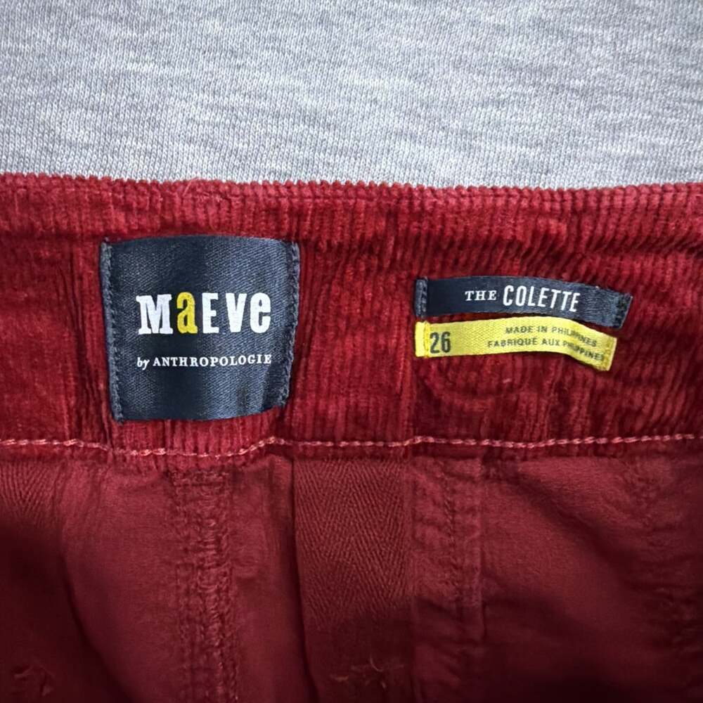Anthropologie Maeve Women's Size 26 Red Corduory The Colette Wide Leg Crop Pants - Picture 7 of 12